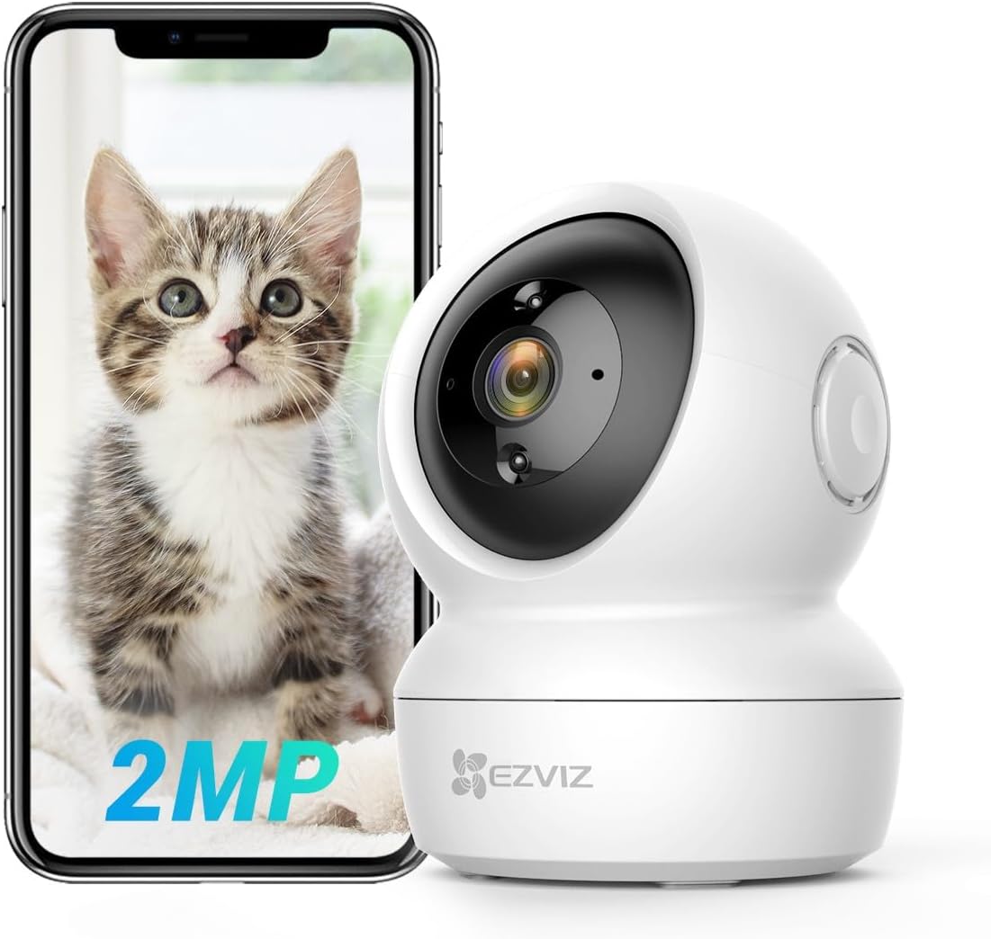 C6N Caméra Surveillance WiFi Intérieure 1080p, Caméra Bébé Pan/Tilt à 360°, WiFi 2.4Ghz, Vision Nocturne Intelligente avec Smart IR, Détection de Movement et Suivi Auto, Audio Bidirectionnel